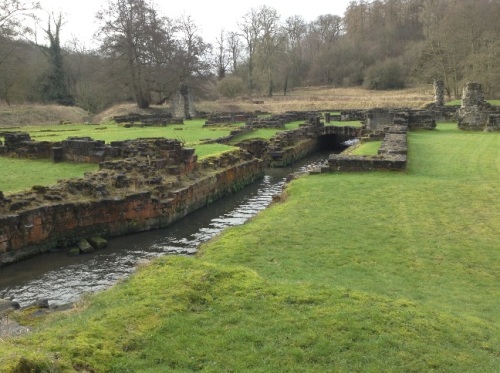 A little stream flows directly through the abbey grounds and foundations